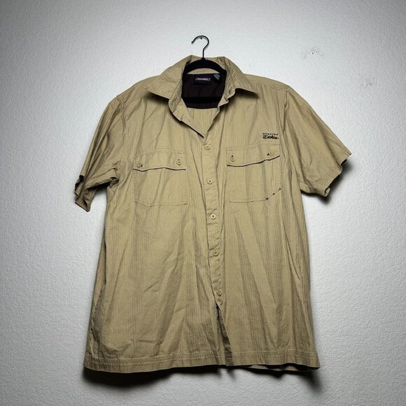 Genuine Dickies Men 2XL Pockets Button Up Tan Utility Workwear Khaki Streetwear - Picture 1 of 13